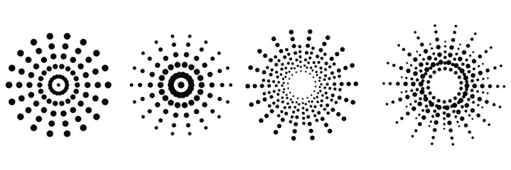  Radial circle lines. Circular radiating lines geometric element. Sun star rays symbol. Abstract geometric shapes. Design element. Vector illustration isolated on white background. EPS 10