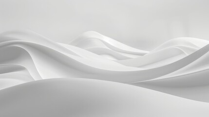 Obraz premium Smooth and clean white wave-like forms transition into a pristine backdrop, embodying minimalist aesthetics.