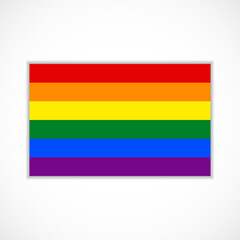 Flag with LGBT or rainbow pride colors isolated on white background. Vector illustration