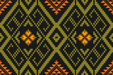 Pixel ethnic pattern oriental traditional. design fabric pattern textile African Indonesian Indian seamless Aztec style abstract vector illustration for print clothing, texture, fabric, wallpaper, dec