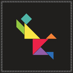 Tangram Puzzle Goal keeper Vector Colorful Geometric Illustration