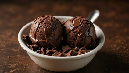  Chocolate ice cream in a bowl 