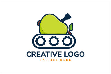 Flat Modern tank with pear fruit logo icon template
