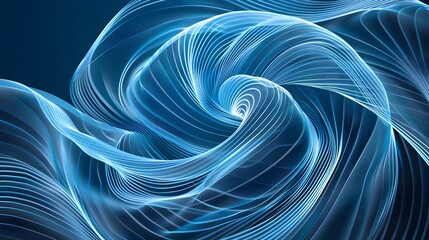 Swirling Blue Fluid Dynamics - Captivating Abstract Digital Artwork