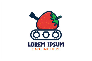 Flat Modern tank with strawberry logo template