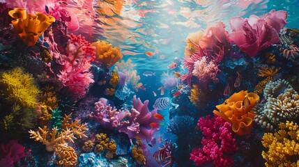 Abstract Coral Reef, A coral reef with abstract shapes and vibrant colors