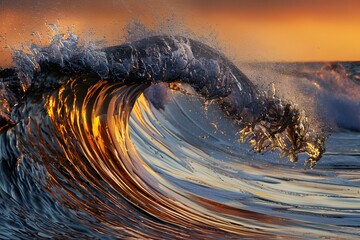 Image of a Water Wave with Sunlight, Summer