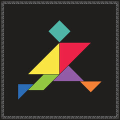 Tangram Puzzle Boy Vector Colorful Geometric Illustration