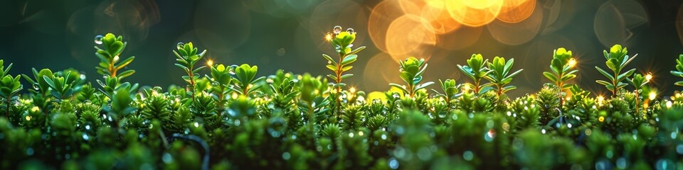 In gardening, rain revitalizes, nurturing lush greenery like moss and vibrant flora in the spring. - Powered by Adobe