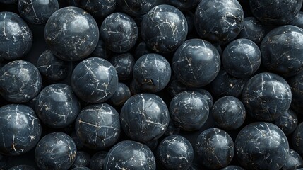 Many grains of black marble balls are arranged together to form a beautiful background.