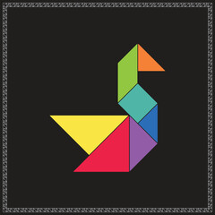 Tangram Puzzle Swan Vector Colorful Geometric Illustration