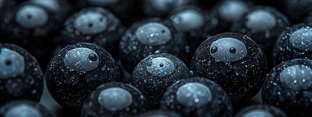 Many grains of black marble balls are arranged together to form a beautiful background.