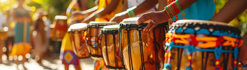 Family Immersed in Vibrant Cultural Festival: Local Traditions, Music, and Food   Ideal for Cultural Travel Ads