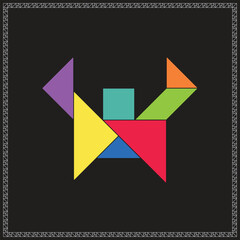 Tangram Puzzle Crab Vector Colorful Geometric Illustration