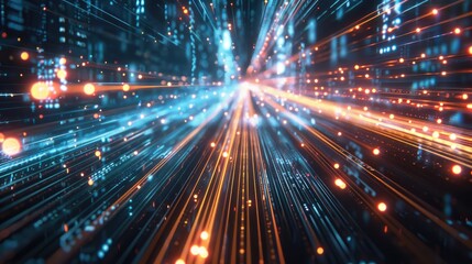 Fototapeta premium Dynamic high-speed data network with slick, glossy, and glowing lines of light