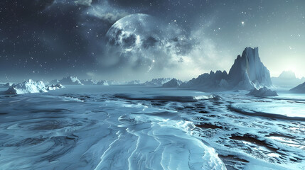 Snowy Moonlit Mountain Landscape