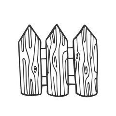 Wooden fence hand drawn vector doodle illustration. Cartoon wooden fence. Isolated on white background. Hand drawn simple element