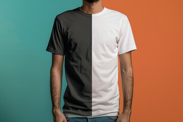 T-shirt mockup showing design placement. Ideal for clothing designers and brand and print presentations.