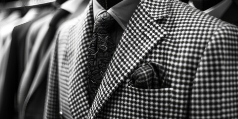 Elegant Black and White Houndstooth Suit