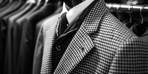 Elegant Black and White Houndstooth Suit