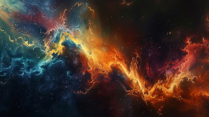 Abstract Cosmic Dust, Artistic representations of cosmic dust with dynamic shapes and bright colors