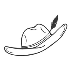 Doodle style cowboy hat or fedora in vector format