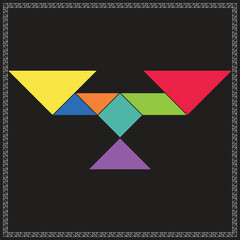 Tangram Puzzle Balance Vector Colorful Geometric Illustration