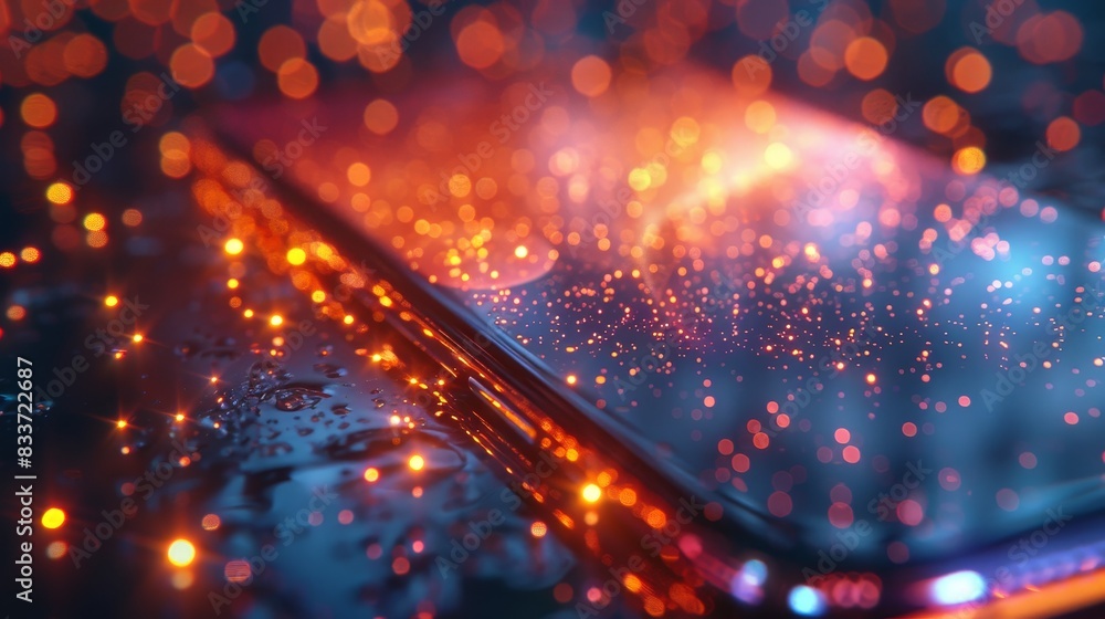 Aufkleber a phone is on a table with a lot of sparkles around it