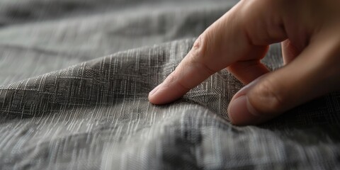 Hand Touching Soft Fabric Close-Up