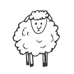 Doodle sketch of cute sheep in vector