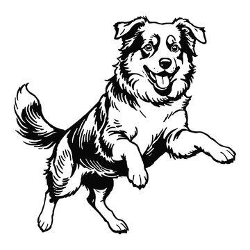 jumping black and white dog clip art preview
