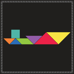 Tangram Puzzle Supertanker Colorful Geometric