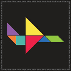 Tangram Puzzle Plane Vector Colorful Geometric Illustration