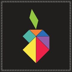 Tangram Puzzle Bitten apple Vector Colorful Geometric Illustration