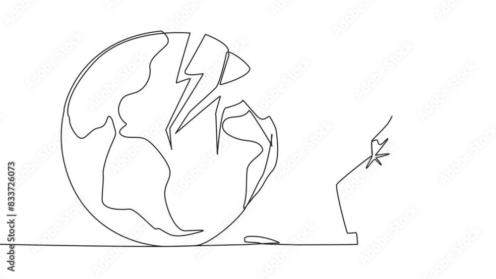 Poster self drawing animation of single continuous line drawing arabian businessman preparing to hit the bi
