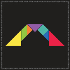 Tangram Puzzle Arch Vector Colorful Geometric Illustration