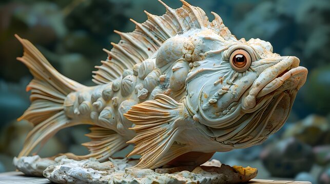 Invisible animal Stonefish hyper detailed