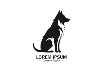 Wolf fox sitting Logo Design icon vector silhouette isolated