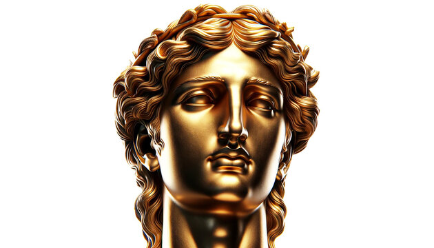 gold statue isolated on the transparent background.