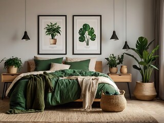 Cozy Retreat: Plants, Basket, and Personal Accessories in Bedroom Setup