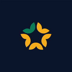 abstract pentagon logo. beautiful flower symbol