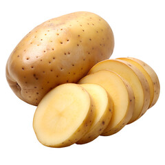 Potato and sliced Potato isolated on white background