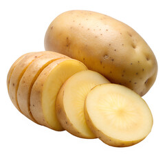Potato and sliced Potato isolated on white background