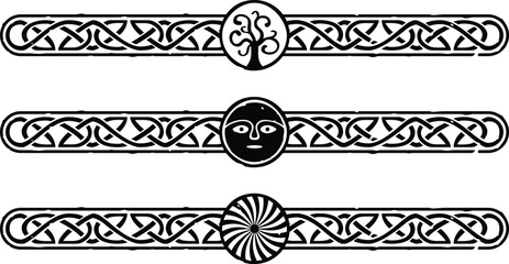 Tribal Borders, Celtic Knot Pattern - Tree, Face, Viking Spiral