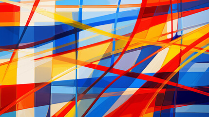 Obraz premium Abstract Image Pattern Background, Bold Intersecting Lines Primary Colors, Geometric Digital Art, Texture, Wallpaper, Background, Cell Phone Cover and Screen, Smartphone, Computer, Laptop, 16:9 Format