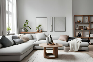 cozy minimalist modern living room interior 