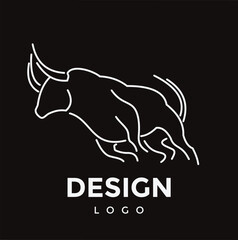 white single line bull icon