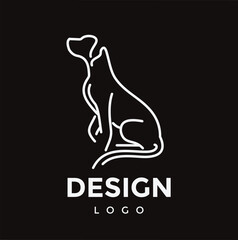 white single line dog mascot