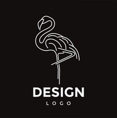 white single line flamingo