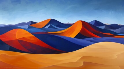 Abstract Sand Dunes, Dynamic representations of sand dunes with exaggerated colors and shapes